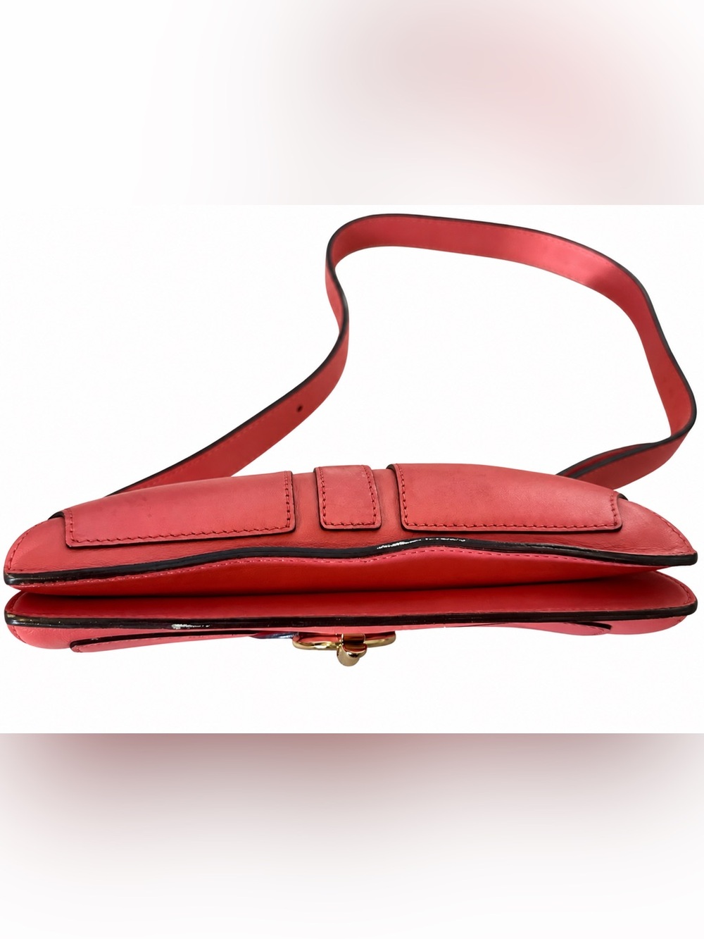 Kate Spade Sutton Gavin Coral Pink Leather Y2K Crossbody Shoulder Bag w/ Dustbag - Picture 6 of 10